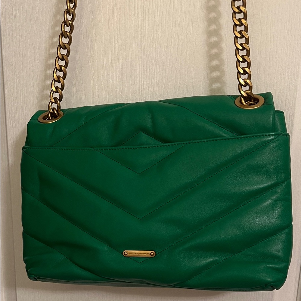 Rebecca Minkoff Emerald Quilted Shoulder Bag with Gold Chain - Picture 3 of 15
